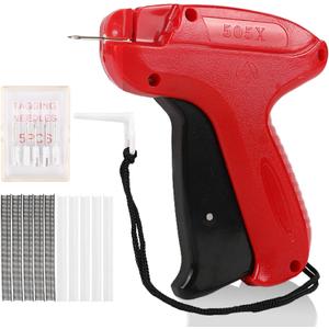 Stitch Gun for Clothes, Clothing Tag Gun, Quick Stitch Sewing Gun, Hemming Tool Kit with 6 Needles,1500 Black & 1500 White Fasteners, Red