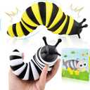 Cevioce Fidget Slug Toy, Sensory Slug Fidget Toy for Kids & Adults, 2 PCS Cute 3D Articulated Sensory Toys - Can Be Spliced, SafeExercise Wrist Strength & Stress Relief, Great Gift for ADHD Autism B