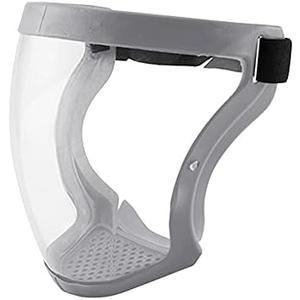 ikasus Super Protective Face Shield Reusable All-Inclusive Face Protection Can Protect Eyes Nose Mouth Anti-Fog Isolation Protective Transparent Cover Anti-Dust Running Riding Helmet Face Shield Gray