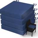WOLKI Outdoor Cushions for Patio Furniture Set of 4, 18.5 x 16 x 3 Navy Blue Waterproof Seat Cushions Thick Chair Pads for Garden, Patio (Square Corner)