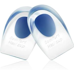 Heel Cups for Achilles Tendonitis & Plantar Fasciitis - 2 Pack Gel Shoe Inserts for Heel Pain Relief, Arch Support, for Women & Men