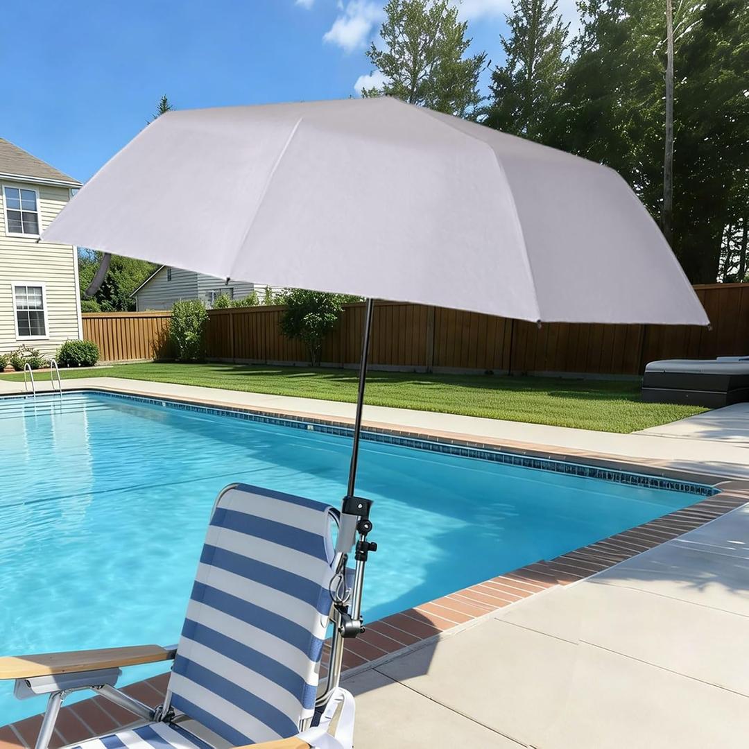 Beach Chair Umbrella with 360 Adjustable Clamp, 45in UPF 50+ Portable Folding Sun Shade for Outdoor Camping Wheelchair,Travel, Stroller, Patio, Golf Carts Plant Shade(Chair Not Included)