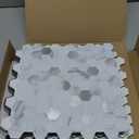 MOFIT Hexagon Peel and Stick Backsplash Tiles Kitchen,Self-Adhesive Metal and Marble Honeycomb Peel and Stick Wall Tiles Sticker Mosaic Heat Resistant(White Silver,10sheets)