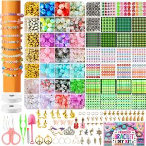 Dupamind 5000PCS Friendship Bracelet Making Kit for Girls, Glow in The Dark, Rainbow Crystal Glass Beads, Letter & Heart Beads, 20 Meter Elastic Threads, Craft Gift for Kids Birthday Party