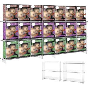 2 PCS Wall Display Shelves Compatible with 21 Funko Pop in Box, Clear Acrylic Floating Rack Expansion Design, Wall Mounted Collectibles Display Stand for Action Figures, Easy to Intall