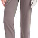 SANTINY Women's Golf Pants with 3 Pockets Stretch High Waisted Pull on Pants for Women Travel Work Casual (Small, Dusty Grey)