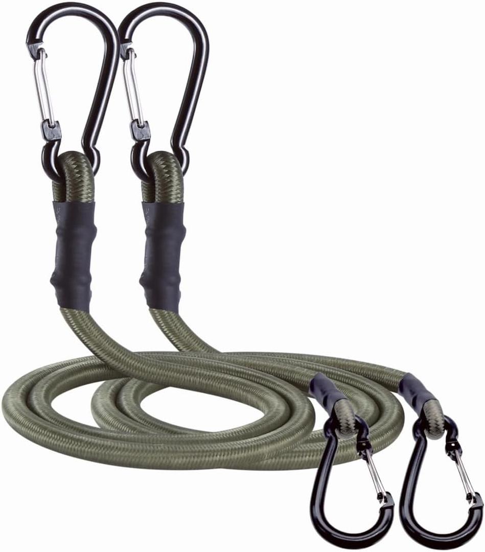 CanKing Carabiner Bungee Cords with Hooks Camo Green 120 inch/10 ft 2 Pcs