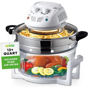 NutriChef Air Fryer, Infrared Convection Oven, Halogen Oven Countertop, Healthy Cooking, Stainless Steel, 13 Quart 1200W, Prepare Quick Healthy Meals, Great for French Fries & Chips (White)