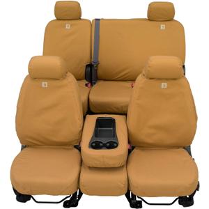 Covercraft Carhartt SeatSaver Custom Seat Covers | Fits 2007-2013 Chevrolet Silverado/GMC Sierra 1500 & 2007-2014 2500/3500 Crew Cab | 2nd Row 60/40 Bench Seat, Duck Weave Brown