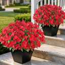 YXZZWL 16 Bundles Artificial Impatiens for Outdoor Spring Summer Decor, No Fade Silk Fake Flowers, UV-Resistant Faux Plants for Garden Porch Home Farmhouse Decoration (Red)