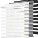 AOSKY Cordless Zebra Blinds for Windows Pull Down Roller Window Shades Dual Layer Light Filtering Privacy for Day and Night, Free-Stop Door Shades for Home Easy to Install (32" W X 64" H, White)