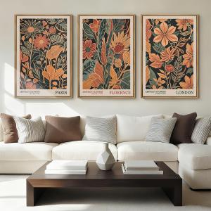 ANHUIB Floral Wall Art 16x24 Inch Large Vintage Botanical Wall Decor Retro Floral Blossom Paintings Modern Plant Art Prints Set of 3 for Living Room Bedroom Office