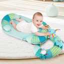 3-in-1 Tummy Time Pillow and Seated Support Playmat with Detachable Early Sensory Toys for Infant, Sitting Support to Prevent Reflux, Portable Gifts for Newborn Boys and Girls (Blue)