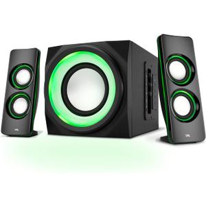 Cyber Acoustics CA-SP34BT Bluetooth Speakers with LED Lights  The Perfect Gaming, Movie, Party, Multimedia 2.1 Subwoofer Speaker System, Black
