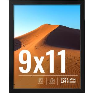 LaVie Home 9x11 Picture Frame for Wall Display, 9x11 Black Picture Frame with HD Plexiglas, 9 x 11 Frame 1 Pack, Display Frame for Vertical or Horizontal, Classic Collection