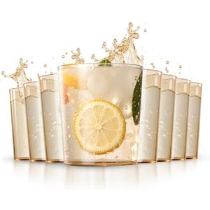 Liacere Plastic Drinking Glasses (Set of 12) 14 oz Brown Reusable Plastic Glasses ColorsKitchen Water Glasses Cup, Bar Tumbler Glassware Set for Beer, Juice, Cocktail, Whiskey, Milk