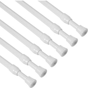 6PCS Small Tension Curtain Rod 16 to 28 Inch,White Short Curtain Rods No Drilling,Loaded Expandable Spring Curtain Rods for Windows Kitchen,Closet,Cupboard,Door,Bookshelf