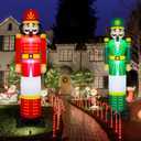 Lenwen 2 Pcs 8 ft LED Christmas Inflatable Nutcracker, Blow up Outdoor Nutcracker Soldier Decorations, Light up Giant Soldier Sign for Xmas Yard Lawn Garden Front Door Decor, Christmas Light Display
