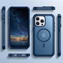 Red2Fire Magnetic for iPhone 15 Pro Max Case, [Compatible with MagSafe][Military Grade Drop Protection][Heavy Duty Shockproof] Non-Slip Translucent Matte Bumper Phone Case for iPhone 15 Pro Max 6.7" (Deep Blue)