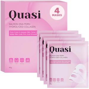 Quasi Salmon PDRN Collagen Mask Korean Skin care Gel Face Mask for Hydration, Firming & Smoothing Skincare, Collagen Boost & Pore Care 4 Masks, Non-Irritating, Natural Ingredients