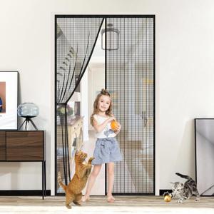 Screen Magnetic Door Closure Heavy Duty,Self Sealing,King Kong Mesh Outdoor Partition:Bug-Blocking Privacy Screen for Patio,Garden,Pet & Kid Friendly - Easy Install/Black 37x82in