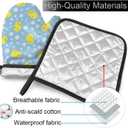 2 x Perinsto Cute Rubber Ducks Oven Mitts & Pot Holders Kitchen Set Heat Resistant Cartoon Duckling Decorative Cooking Gloves Microwave Oven Gloves for Baking Grilling BBQ (Set of 2)