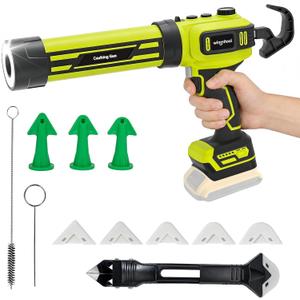 Cordless Caulking Gun Compatible With DeWalt 20V Max Battery, 10oz (300ml) Electric Caulk Gun, Stepless Speed Control, No‑Drip Design with LED Light for Filling, Sealing & Repair(No Battery)