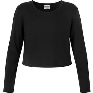 Noomelfish Girls Long Sleeve Crop Tops Kids Cute Dance Cropped T-Shirts, Black, Size 11-12 Years