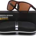 NIEEPA Men's Sports Polarized Sunglasses Square Frame Glasses NP1007 (A30 Mattebrown Frame/Brown Lens)