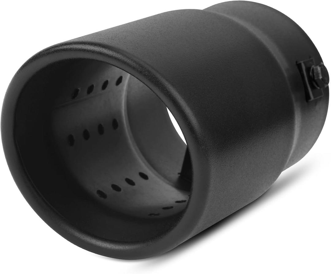 Vurkcy Adjustable 2.0"-2.5" Inlet Diesel Exhaust Tip, 3.5" Outlet, 6" Overall Length Double Wall Stainless Steel Tail Pipe fit for 2.0"/ 2.25"/2.5" OD Tailpipe, Bolt-On, Black