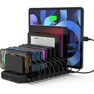 USB PD Charging Station, Unitek 120W 10-Port Type-C Charging Station with 2 Power Delivery for Multiple Devices, Double Fast Charging for MacBook Pro/Air, iPad Pro, Pixel, iPhone, Galaxy and More