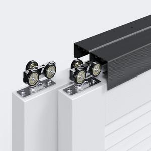 EaseLife 8FT/96in Bypass Double Sliding Pocket Door Hardware Kit, Aluminum, Black, Modern Style