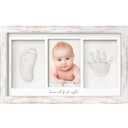 KeaBabies Baby Hand and Footprint Kit - Clay Handprint Keepsake Frame, Newborn Nursery Picture Frame, Personalized New Mom Gifts for Baby First Christmas Shower (Vintage White) (Duo Frame, 13" x 7.8")