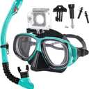 Nearsighted Snorkeling Gear for Adults Youth, Professional Shortsighted Full Dry Top Silicone Snorkel Set, Anti-Fog Diving Mask with Detachable Camera Mount for Scuba Diving, Spearfishing, Freediving (-5.5)