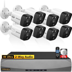 (90 Days Storage & 4K /8.0 Megapixel) 2-Way Audio 130 Ultra Wide-Angle Outdoor PoE Security Camera System Home Security System Video Surveillance