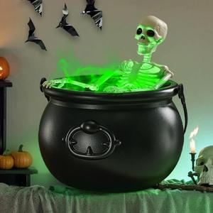Halloween Decorations Indoor - Witches Cauldron with Skeleton & Fog Maker with Mist Diffuser - Skeleton Halloween Party Decor for Table Desk Mantel Room Home