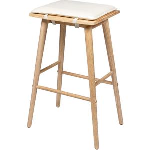 JONATHAN Y Peroni Saddle Backless Bar Stool, 30.5", Light Birch/Cream
