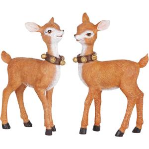 Topadorn Christmas Deer Tabletop Reindeer Figurine for Christmas Decor Indoor Decoration,2 Pack