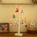EAMBRITE Lighted Birch Tree with Christmas Ornaments, Small Christmas Trees with Led Lights, White Twinkling Tree Decorations Tabletop Centerpieces for Home Table Bedroom Indoor Decor (22inch)