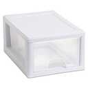 Sterilite Pack of 1, White, 6 Quart Stacking Drawer, Clear Storage Closet Organizer, White Frame - Stackable Modular Plastic Drawers for Clothes, Accessories, Craft Supplies, Shoes or Linens