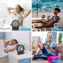 efluky 4.9-Inch Mini Desk Fan - 3 Speeds, Rechargeable Battery/USB Powered with LED Light, Quiet Portable Fan for Home, Office, Travel, Camping (Black)