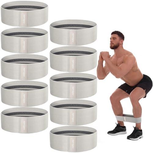 JolliLudo 10 Pcs Resistance Bands for Workout Fabric Exercise Bands for Legs and Butt Glutes Workout Band for Women Men Yoga, Pilates, Fitness