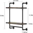 Helsin 2 Tier Industrial Pipe Floating Bathroom Shelves Wall Mounted with Towel Bar, Rustic Wood Wall Shelf, 16 Inch Metal Towel Rack Storage Bookshelf for Bathroom, Kitchen, Farmhouse, Living Room | with Towel bar, Wall Shelf, Towel Rack, Storage Bookshelf, for Bathroom, Kitchen
