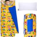 Wildkin Kids Original Nap Mat Cozy Kids Sleep Mat with Pillow, Ideal for School & Travel - Under Construction