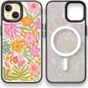 Magnetic for iPhone 15 Magsafe Case Cute Aesthetic - Durable Fashion Funny Phone Case - Girly Passion Flower Pattern Print Cover Design for Woman Girl 6.1 inches Black