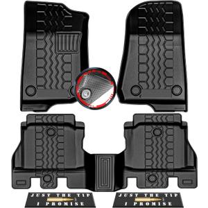 Anti-Slip 5Pcs Custom Floor Mats for 2018-2025 Jeep Wrangler JL Unlimited | All-Weather Car Floor Liners with Weather Strips | Automotive Carpet for Winter, Ski, Hunting, Camping (White)