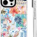 for iPhone 16 Pro Case [Military-Grade Drop Protection/Motivational Soft TPU Protective/Camera Protection/for Women & Girls]-Vibrant Aesthetic Tropical Coastal Art Summer Collage