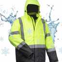 toolant 100% Waterproof Safety Jackets for Men, Hi Vis Reflective Work Jackets, Construction Rain Coats for Cold Weather, Large