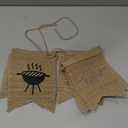 Pudodo Jute Burlap BBQ Themed One High Chair Banner with Grill Barbecue 1st Birthday Party Garland Decoration