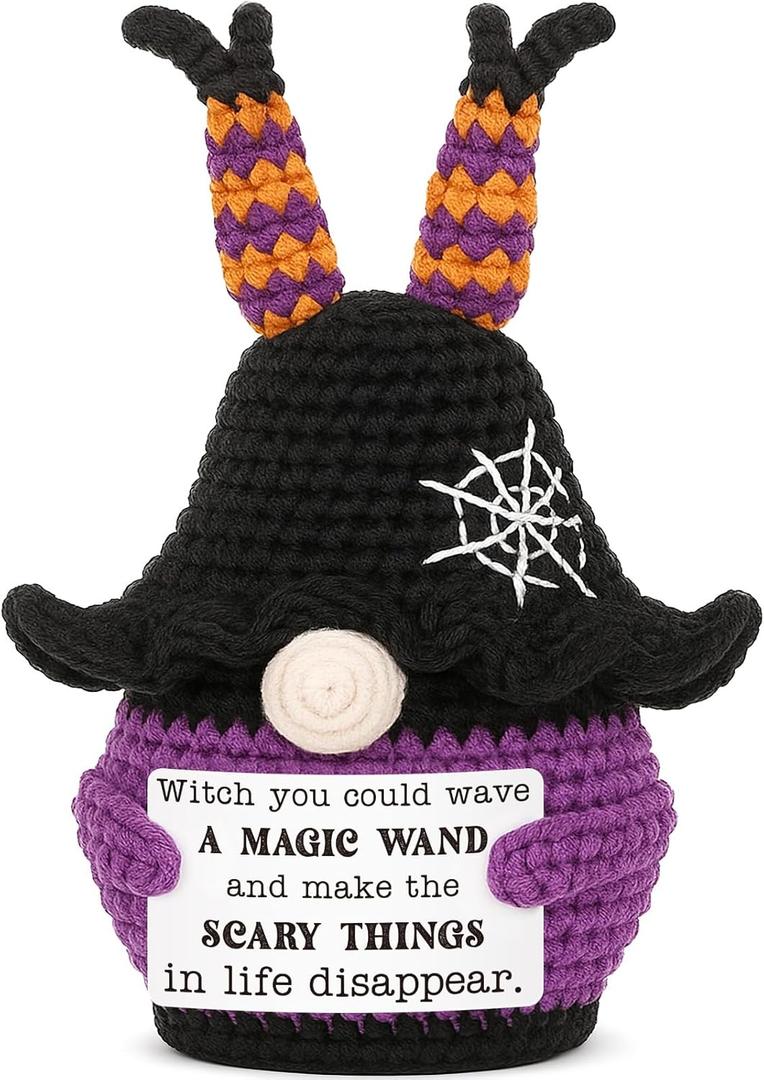 Get Well Gifts for Women Men, Handmade Crochet Healing Witch Cute Decor, Inspirational Motivational Encouragement Thinking of You Gift, After Surgery Recovery Cancer Care Feel Better Soon Decor